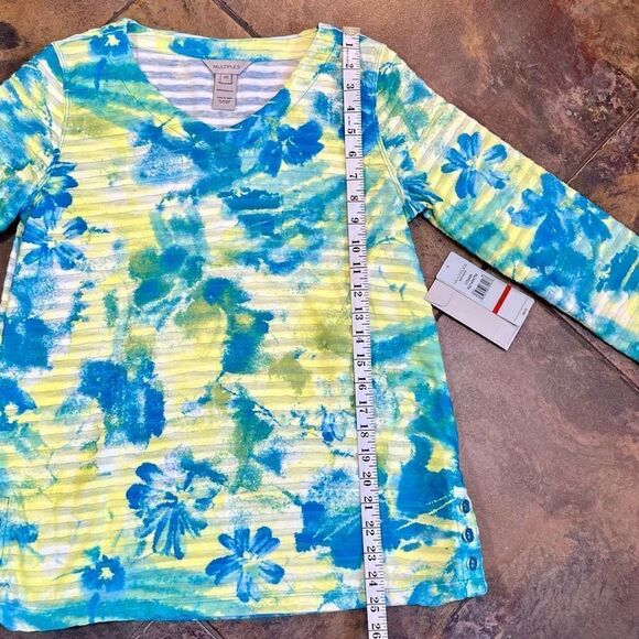 NWT Multiples Missy Seaside Multicolor Layered Floral 3/4 Sleeve Blouse XS - Picture 5 of 12